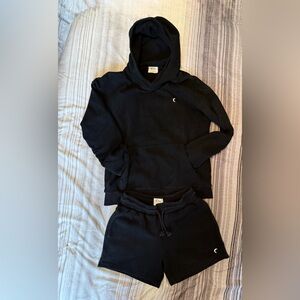 ZYIA Black Hoodie and Shorts Set